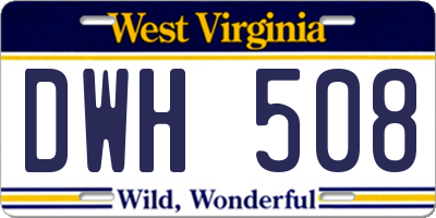 WV license plate DWH508