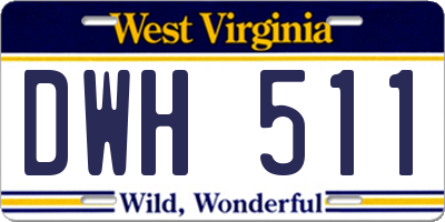 WV license plate DWH511