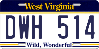WV license plate DWH514