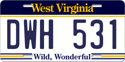 WV license plate DWH531