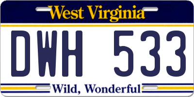 WV license plate DWH533
