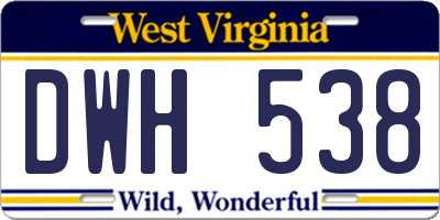 WV license plate DWH538