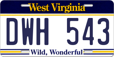 WV license plate DWH543