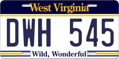 WV license plate DWH545