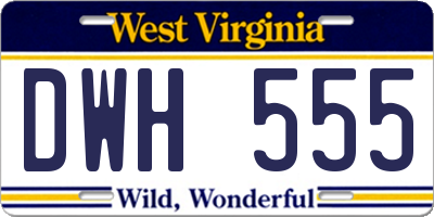 WV license plate DWH555