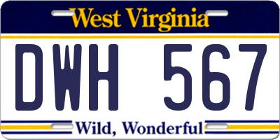 WV license plate DWH567