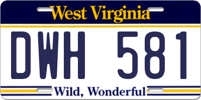 WV license plate DWH581