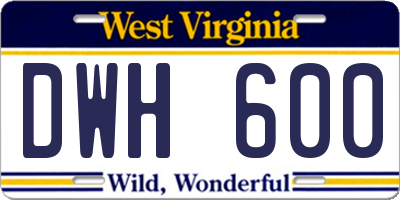 WV license plate DWH600