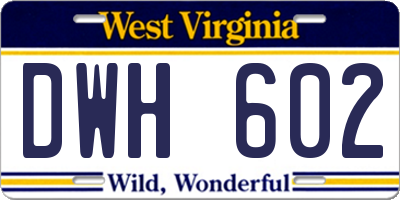 WV license plate DWH602