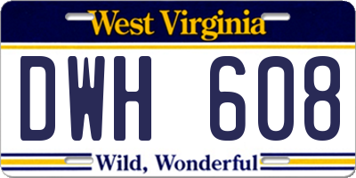 WV license plate DWH608