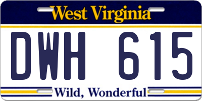 WV license plate DWH615