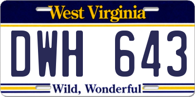 WV license plate DWH643