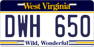 WV license plate DWH650