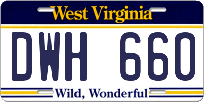 WV license plate DWH660