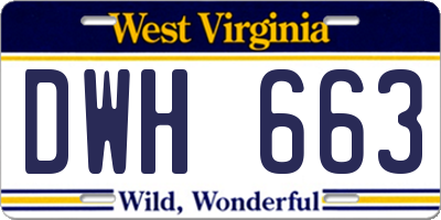 WV license plate DWH663