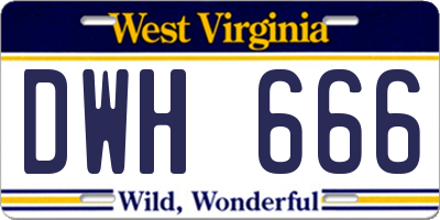 WV license plate DWH666