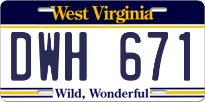 WV license plate DWH671