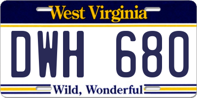 WV license plate DWH680