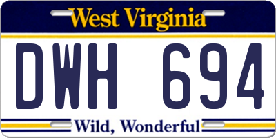 WV license plate DWH694
