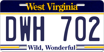 WV license plate DWH702