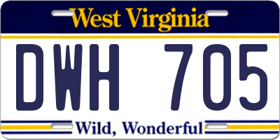 WV license plate DWH705