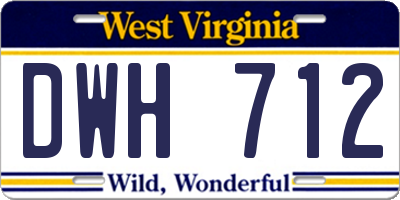 WV license plate DWH712