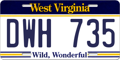 WV license plate DWH735