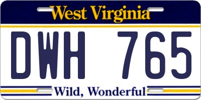 WV license plate DWH765