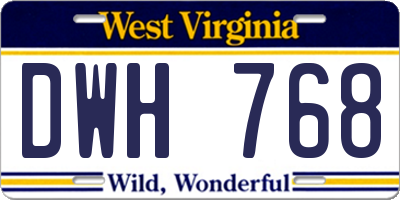 WV license plate DWH768