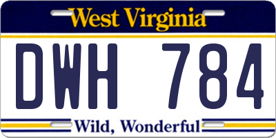 WV license plate DWH784