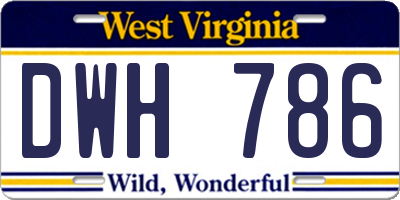WV license plate DWH786