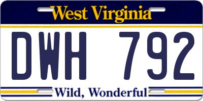 WV license plate DWH792
