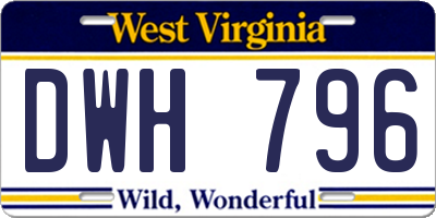 WV license plate DWH796