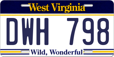 WV license plate DWH798