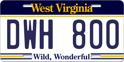 WV license plate DWH800