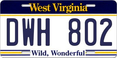 WV license plate DWH802