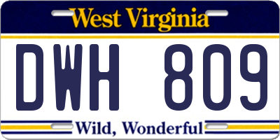 WV license plate DWH809