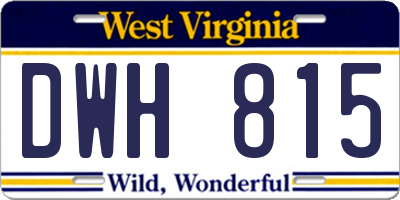 WV license plate DWH815