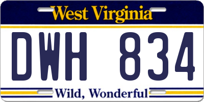WV license plate DWH834