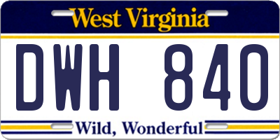 WV license plate DWH840