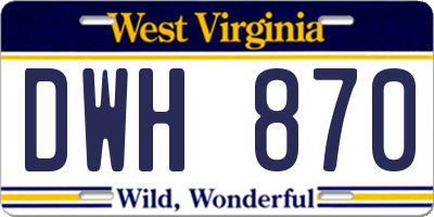 WV license plate DWH870