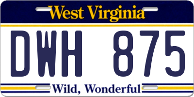 WV license plate DWH875