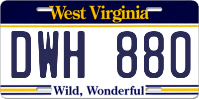 WV license plate DWH880