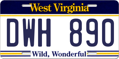 WV license plate DWH890