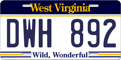 WV license plate DWH892