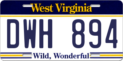 WV license plate DWH894