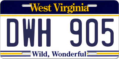 WV license plate DWH905