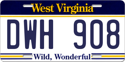 WV license plate DWH908