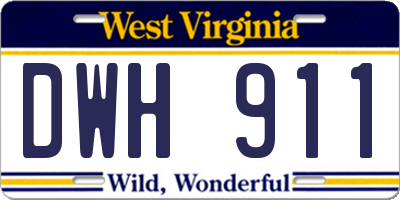 WV license plate DWH911