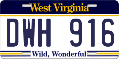 WV license plate DWH916